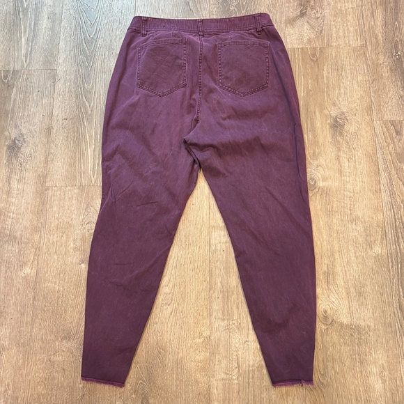 Lane Bryant Women's Plum Tapered jeans Size 16 Raw Hem Zip Ankle High Rise pants - Picture 3 of 14